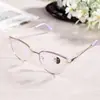 Nuevo Estilo de Celebridad de Internet Montura de Gafas de Lente Transparente Metal Retro Gafas Anti-Luz Azul Estilo Ojo de Gato Rostro Liso Gafas Fotocromáticas