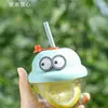 Taza Portátil Mini de Vidrio con Popote de Dibujos Animados para Niños, para Uso en Casa, Adecuada para Té de Burbujas y Bebidas, Oferta Promocional