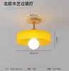 Comprar luces de pasillo estilo crema, luces de pasillo, lámparas de techo de madera natural japonesa, hierro grande antiguo para entrada