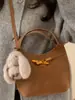 Bolso Pequeño de Mano para Mujer 2025 Invierno Nuevo Bolso de Hombro de Aspecto Elegante Retro para el Trabajo y los Viajes Diarios Bolso Cruzado Tipo Cubo