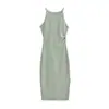 Vestido sexy de estilo europeo y americano, de doble cara, con volantes, tirantes finos y abertura, largo de verano, nuevo, versátil, de línea A, ajustado al cuerpo