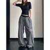 Pantalones Casuales Rayados Sueltos Estilo Americano Nuevos para Mujer Otoño 2026, Pantalones Deportivos Rectos de Caída, Modernos