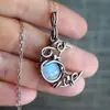 Comercio Exterior Transfronterizo Joyería al por Mayor Collar Colgante de Piedra Lunar Retro Estilo Bohemio para Mujer Joyería de Cristal Natural