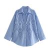 ZR Comercio exterior Venta al por mayor Ropa de mujer estilo europeo y americano Camisa holgada bordada hueca francesa 7969 071 403
