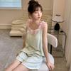 Pijama Sexy de Encaje de Manga Corta Estilo Nuevo 2025 con Almohadillas para el Busto para Mujer Verano Simple Color Puro Casual Conjunto para Estar en Casa