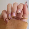 Europa y Estados Unidos Super Fuego Desnudo Usar Armadura Color Sólido Degradado Rostro Flores de Durazno Ballet Corta Manicura Venta al por Mayor Transfronteriza