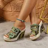 Sandalias de cuña con hebilla transfronteriza y punta abierta, chanclas de mezclilla de suela gruesa para mujer de estilo europeo y americano, sandalias de moda de verano para exteriores