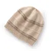 Gorro de cachemira grueso para mujer para invierno, gorro de punto de cachemira en bloques de color y contrastante, gorro tipo beanie, gorro para clima frío que protege los oídos