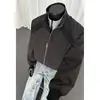 Jaqueta bomber de trabalho estilo americano com gola alta para homens, tendência outono e inverno 2026, estilosa, casual, de corte solto, jaqueta baseball