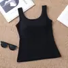 8120 nuevo chaleco de hombros anchos con capa interior cepillada para otoño/invierno, con copas de sujetador integradas y copas de látex, top térmico de manga larga ajustado para mujer