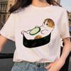 Linda Camiseta Casual Feminina com Estampa Gráfica de Gato Kawaii de Verão