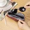 Nuevo Estuche Creativo para Gafas de Cuero Genuino Bolso de Almacenamiento de Gafas de Sol Portátil de Nicho Estuche para Gafas de Sol con Clip Estuche para Lápices de Cejas de Mujer