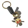 Chaveiro Trançado de Couro com Crânio de Liga Retro Pingente Personalizado Criativo Decoração de Carro Bolsa Presente Transfronteiriço