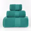 Juego de Toallas de Algodón de Color Liso de Tres Piezas, Toalla de Cara, Toalla de Baño, Toalla Cuadrada, 8 Colores, Venta al por Mayor de Fábrica, Logo Personalizable, Suave y Absorbente