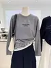 Camiseta de manga corta para mujer, estilo nuevo 2026, con cuello redondo, moderna, versátil, elegante y adelgazante, hecha de algodón 100% acanalado, perfecta para otoño