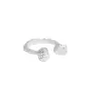 483 Versión coreana de INS estilo frío diseño de nicho sentido de diseño textura de doble hueso textura anillo abierto de plata de ley S925 para mujer