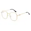 Gafas de sol lisas de montura grande para mujer, elegantes, para fotografía callejera, gafas de sol de metal para hombre, montura de gafas lisas decorativas anti luz azul, venta al por mayor