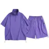 Conjunto Esportivo Casual Leve com Proteção Solar para Homens e Mulheres, Conjunto de Duas Peças de Manga Curta Fresco de Seda de Gelo para o Verão, Secagem Rápida