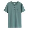 Camiseta de Verano para Hombre con Cuello Henley, Camiseta de Manga Corta de Algodón Puro para Hombre, Corte Casual, Estilo Hong Kong, Camiseta Blanca Combinable, Jersey Básico
