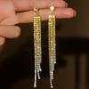 Pendientes de borlas de diamantes exagerados de moda europea y americana, pendientes largos de temperamento femenino de alta sociedad, pendientes de celebridades de Internet para el rostro, pendientes delgados
