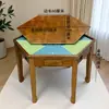 Mesa Sólida de Madera para Ajedrez y Cartas para Entretenimiento al Aire Libre, Mesa Pentagonales de Seis Esquinas Estilo Chino, Mesa con Patas de Perro para Jugar Cartas y Juegos