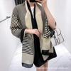 2024 Nova Moda Lenço Estampado de Algodão e Linho Estilo Coreano Versátil Moda Letra Lenço de Seda Lenço de Outono e Inverno Primavera e Outono Estilo Longo