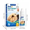 Colírio para animais de estimação transfronteiriço para gatos e cães, solução hidratante e de limpeza para cuidados com os olhos para aliviar a secura, manchas de lágrimas e secreção ocular