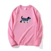 2025 Novo Design de Nicho Camiseta de Manga Longa com Estampa de Filhote de Cachorro Desenho Animado para Mulheres Roupa Externa Casual de Primavera e Outono Top Versátil