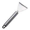 Raspador de escamas de pescado de acero inoxidable con gancho, Herramienta de cocina doméstica para la eliminación manual de escamas y la limpieza de pescado