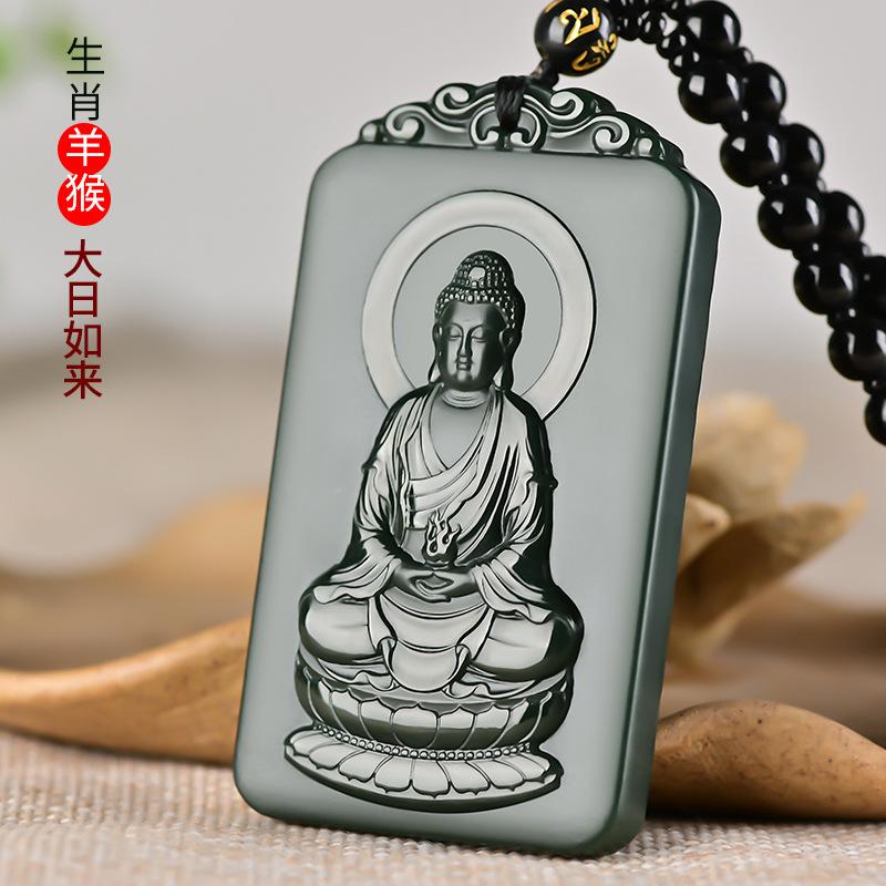 智贝SKU图_5和田玉塔青文殊菩萨吊坠生肖兔本命佛属龙蛇
