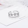 Anillo para Mujer Estilo Coreano Pequeño Fresco Diamante Doble Capa Forma de Estrella Anillo Abierto Forma de Estrella Anillo para Dedo