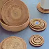 Tapete Térmico Doméstico Trançado de Rattan, Tapete Anti-Queimadura para Panela, Tapete para Tigela, Tapete para Mesa de Jantar Resistente a Altas Temperaturas, Tapete Resistente ao Calor para Prato, Porta-Copo, Suporte para Bule