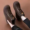 Novos Sapatos Femininos Outono/Inverno 2026 Versão Esportiva Botas Martin de Solado Grosso Forradas com Pelúcia Botas de Algodão Sapatos de Lona Botas de Neve Pão