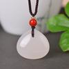 Collar con cierre de seguridad de jade y oro natural de Xinjiang para niños, colgante de suéter para hombres y mujeres, tarjeta de jade blanco