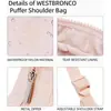Bolso pequeño de plumón de moda para mujer, Bolso de hombro de nailon, Cartera y Bolso de mano con correa de hombro ajustable