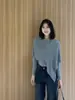 Llegó: Futaoh Nuevo Otoño Temprano Conjunto Irregular de Dos Piezas Adelgazante Elegante Suéter de Punto de Manga Larga en Gris