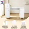 Mesa de Manicura Minimalista Blanca al por Mayor de Fábrica con Tapa de Cristal y Almacenamiento Integrado, Equipada con Estación de Trabajo de Manicura con Reposamuñecas