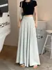Calça Plissada Fina Feminina Primavera/Verão 2024 Cintura Alta Drapada Emagrecedora Casual Tendência Saia
