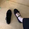 Primeiro Encontro com os Sapatos Mary Jane Pretos com Bolinhas, Frescos e Doces, com Aumento de Altura Oculto, Temporada Primavera 2026, Estilo Fada com Tira Única