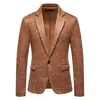 Blazer Casual para Hombre Estilo Europeo Estampado Agrietado Gamuza Solapa de Traje Un Botón Corte Delgado Estilo de Comercio Exterior