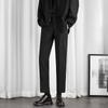 Calças de terno masculinas 2023 Novidades estilo Hong Kong babados calças casuais cortadas bonitas estilo coreano calças de terno retas drapeadas da moda