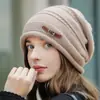 Gorro de Lana Tejido Hueco para Mujer Otoño Invierno Cálido Adelgazante para la Cara Slouchy Versátil Protección para los Oídos Cubre Cabeza