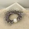 Goma para el pelo de malla con volantes de seda helada y perlas, de alta elasticidad, colorida y dulce, para mujeres