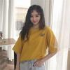 Camiseta de Verano Estilo Coreano para Mujer, Nueva, de Longitud Media, Manga Corta, Estampado de Cangrejo en Paneles (Cinco Paneles), Holgada, Ropa para Estudiantes, Venta al por Mayor