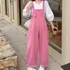 Overol de mezclilla casual para mujer, de cintura alta, pierna ancha, diseño de una sola pieza, adecuado para primavera y otoño, efecto rejuvenecedor y adelgazante, pantalón holgado y largo para figuras petite