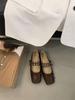 Sapatos Mary Jane Planos Quadrados com Fivela Dupla Estilo Coreano Thedoudou para Mulheres com Sapatilhas de Laço e Sapatos Gorro