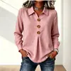 Roupas Femininas Europeias e Americanas Transfronteiriças Site Independente da Amazon Primavera e Outono 2026 Nova Camisa Feminina de Algodão e Linho Cor Sólida Manga Longa com Botões