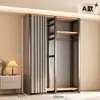 Armario de acero de estilo abierto de pie para el hogar, dormitorio, casa de alquiler, fácil de montar, multicapa, multicompartimento, metálico cerrado