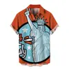 Nova Camisa Havaiana de Verão Mais Vendida para Homens, Estampa Digital 3D, Manga Curta, Lapela, Top Casual