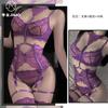 Fim de Temporada Novo Estilo Indústria Pesada Roxo Escuro Cintura Franzido Espinha de Peixe Sutiã Sexy Conjunto Lingerie Sexy Feminina Alça Tentação